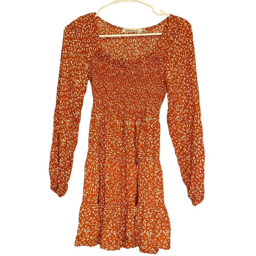 Liberty love smocked ruffle Long Sleeve mini dress Small